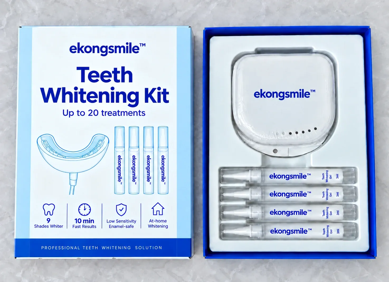 Home teeth whitening kit OEM manufacturing by EKONGSMILE