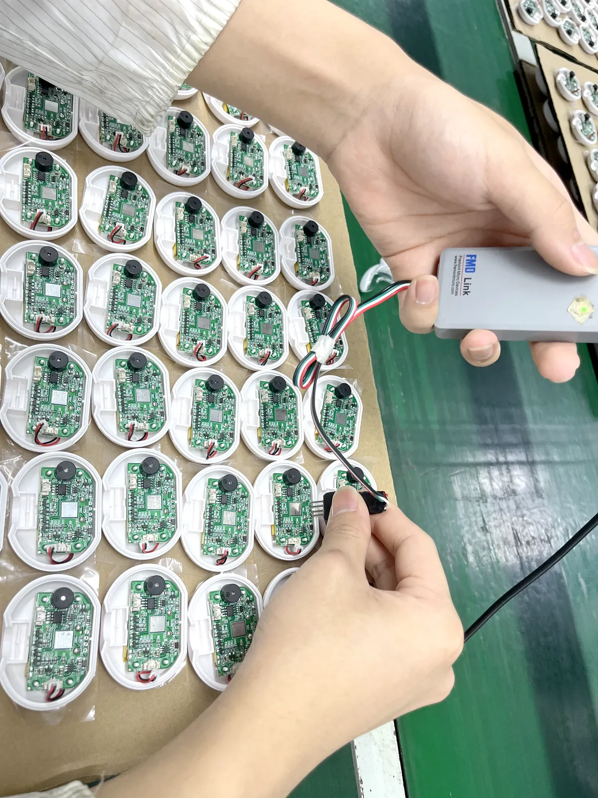 In-process quality control for teeth whitening device electronics