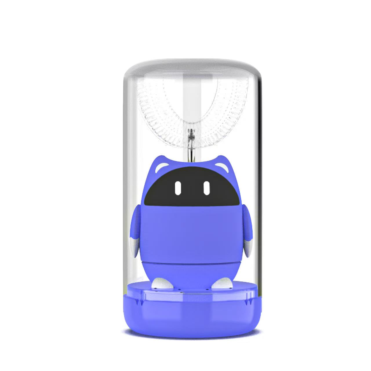 Custom kids mouthpiece toothbrush with blue character design by EKONGSMILE