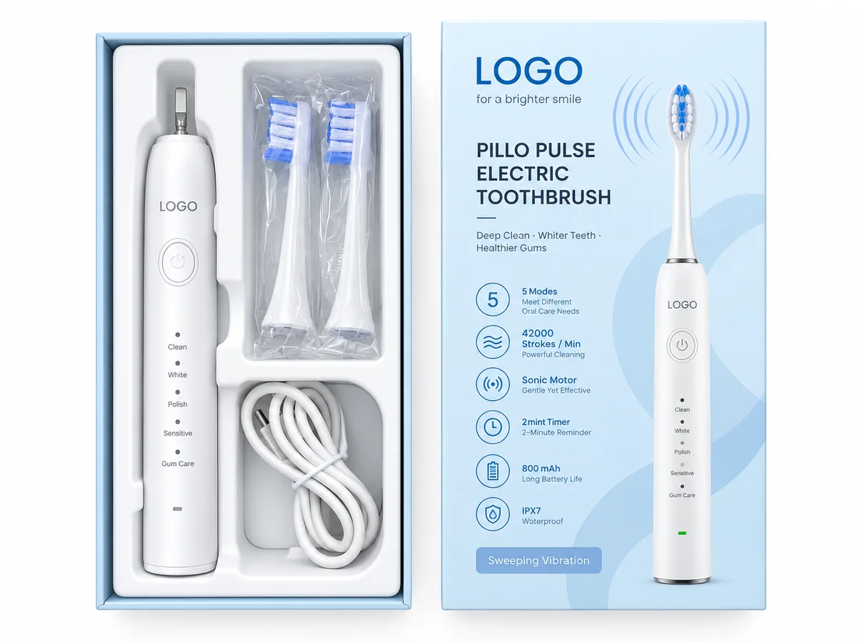 OEM electric toothbrush retail packaging example